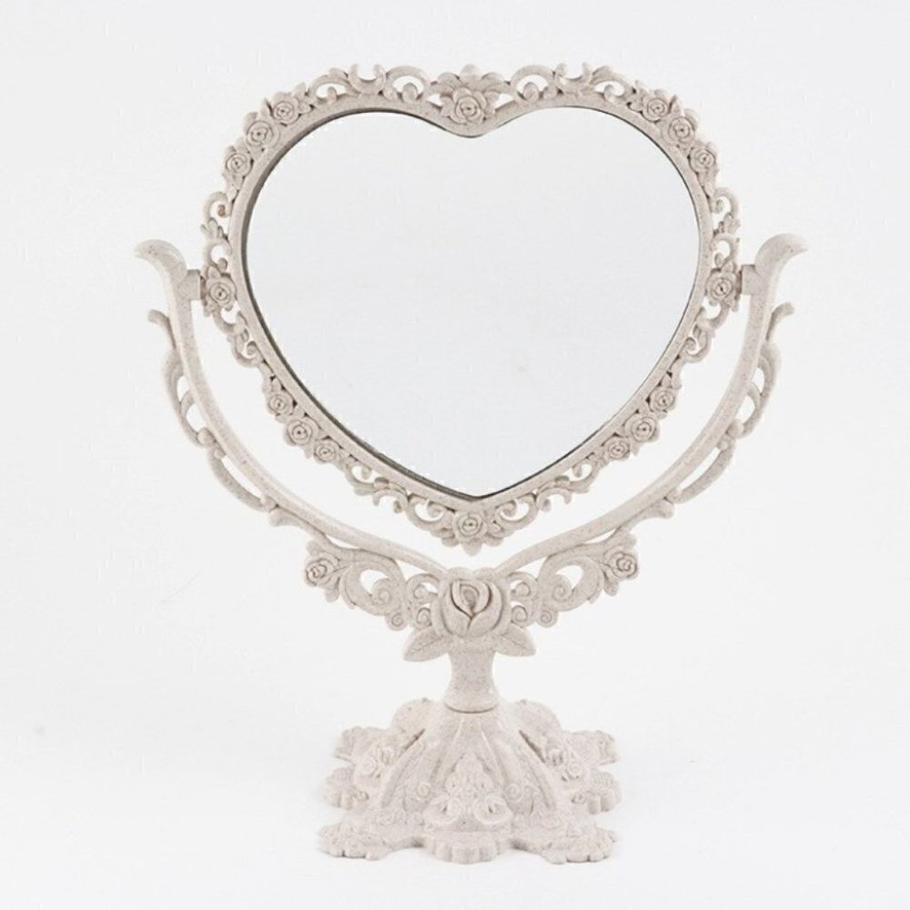 2-Sided Heart Shaped Free-Standing Dresser Mirror - 10" x 9"